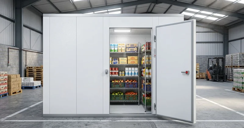 Technician inspecting a commercial cold room